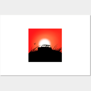 Classic Mini Sunset Red Posters and Art